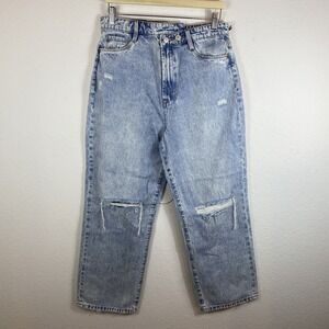 NWT Blank NYC Women's Size 29 The Baxter Ribcage Straight Leg‎ Jeans Overlap Rip